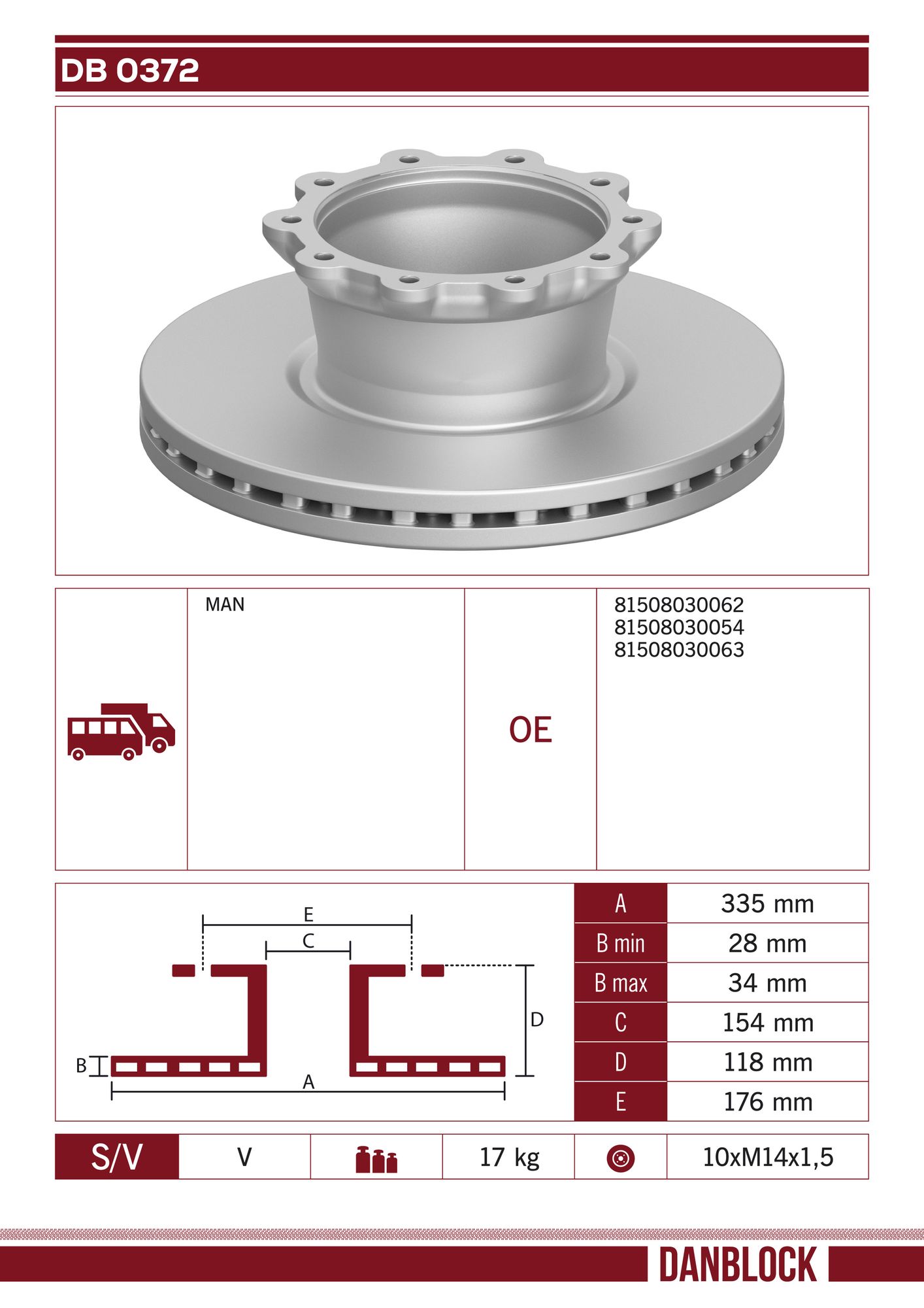 Disc frana DB 0372 DANBLOCK